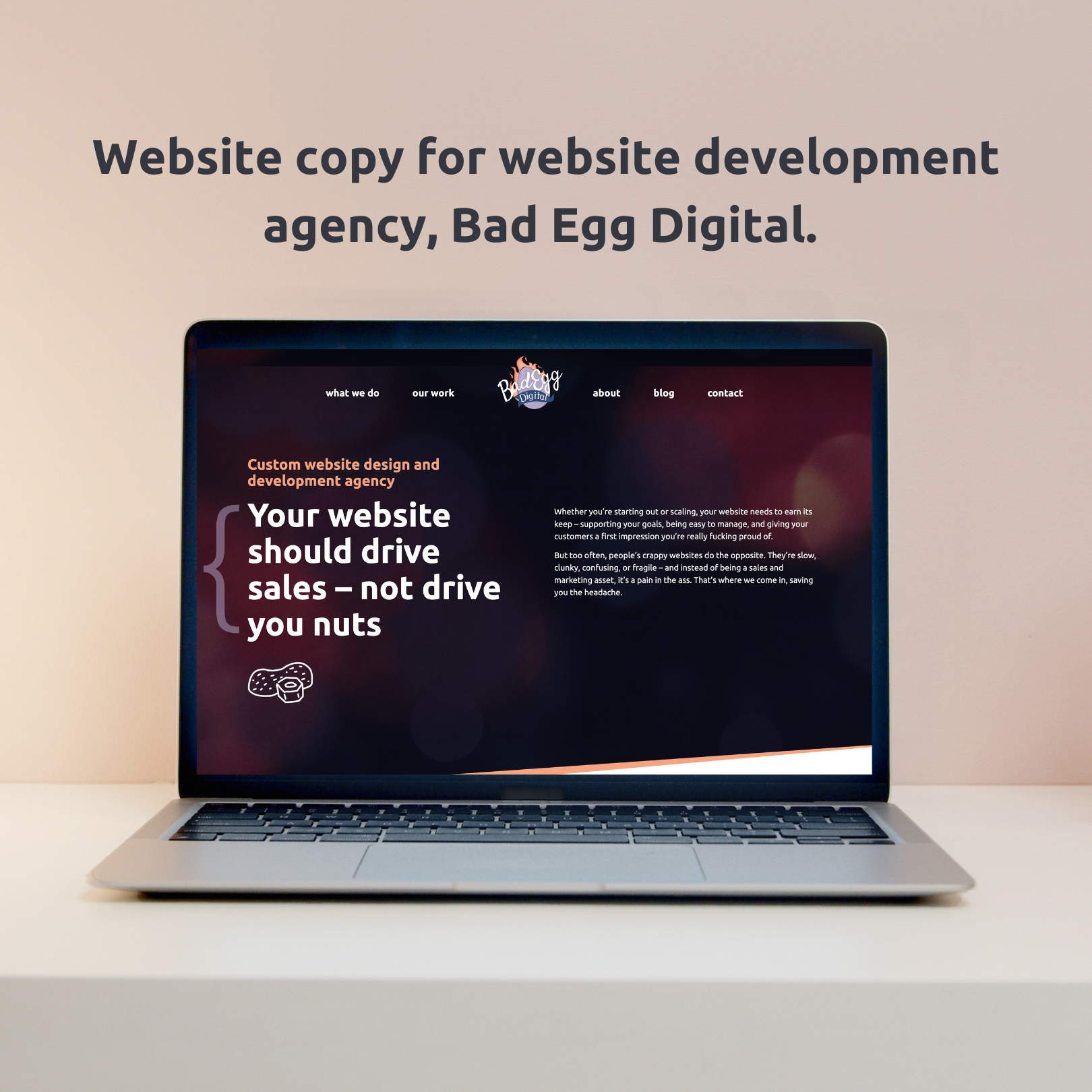 Bad Egg Digital website copy for web design and development agency 